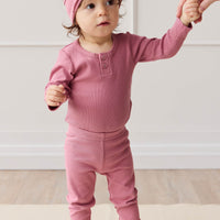 Organic Cotton Modal Long Sleeve Bodysuit - Rosette Childrens Bodysuit from Jamie Kay NZ