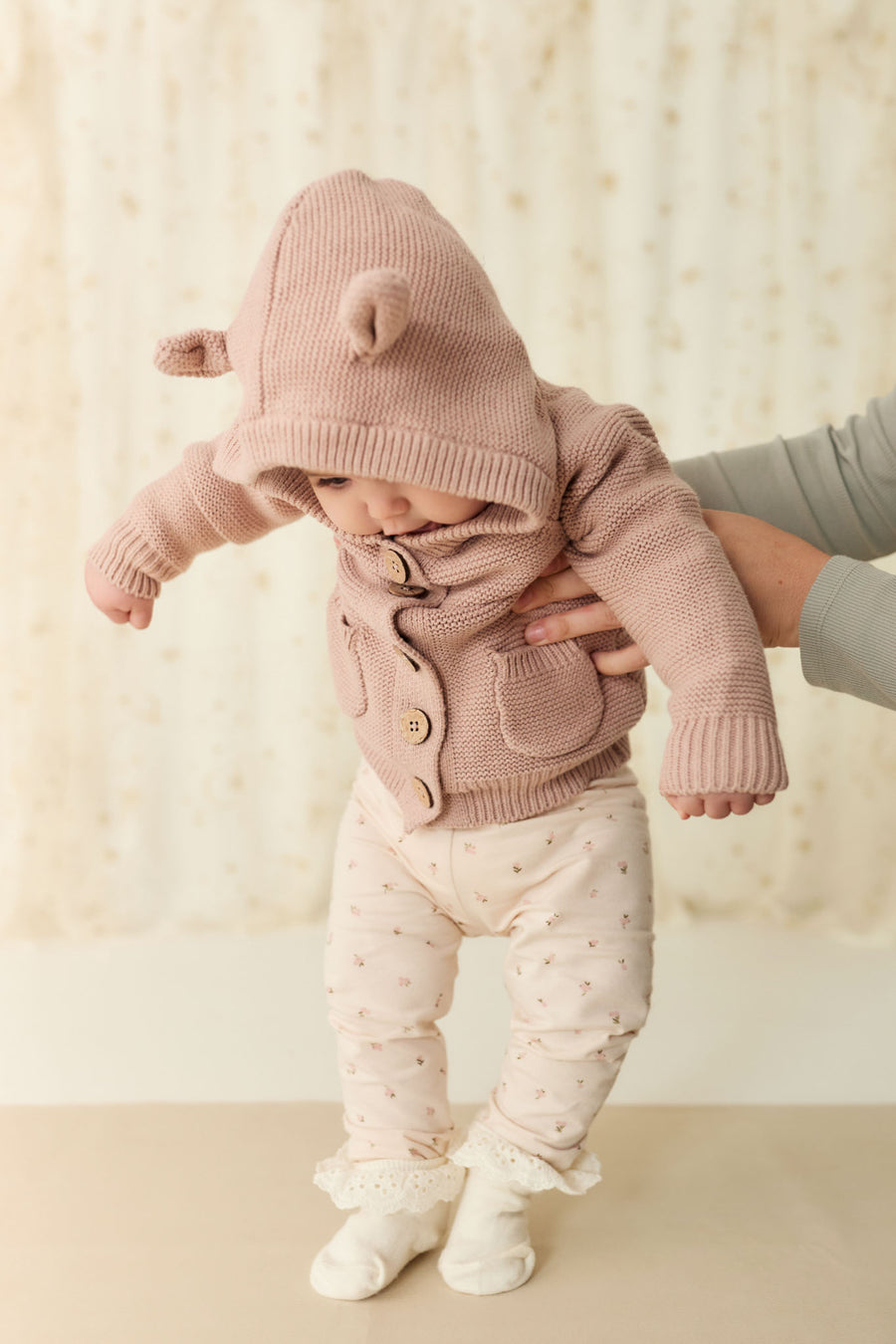 Sebastian Knitted Cardigan/Jacket - Dusky Rose Marle Childrens Cardigan from Jamie Kay NZ