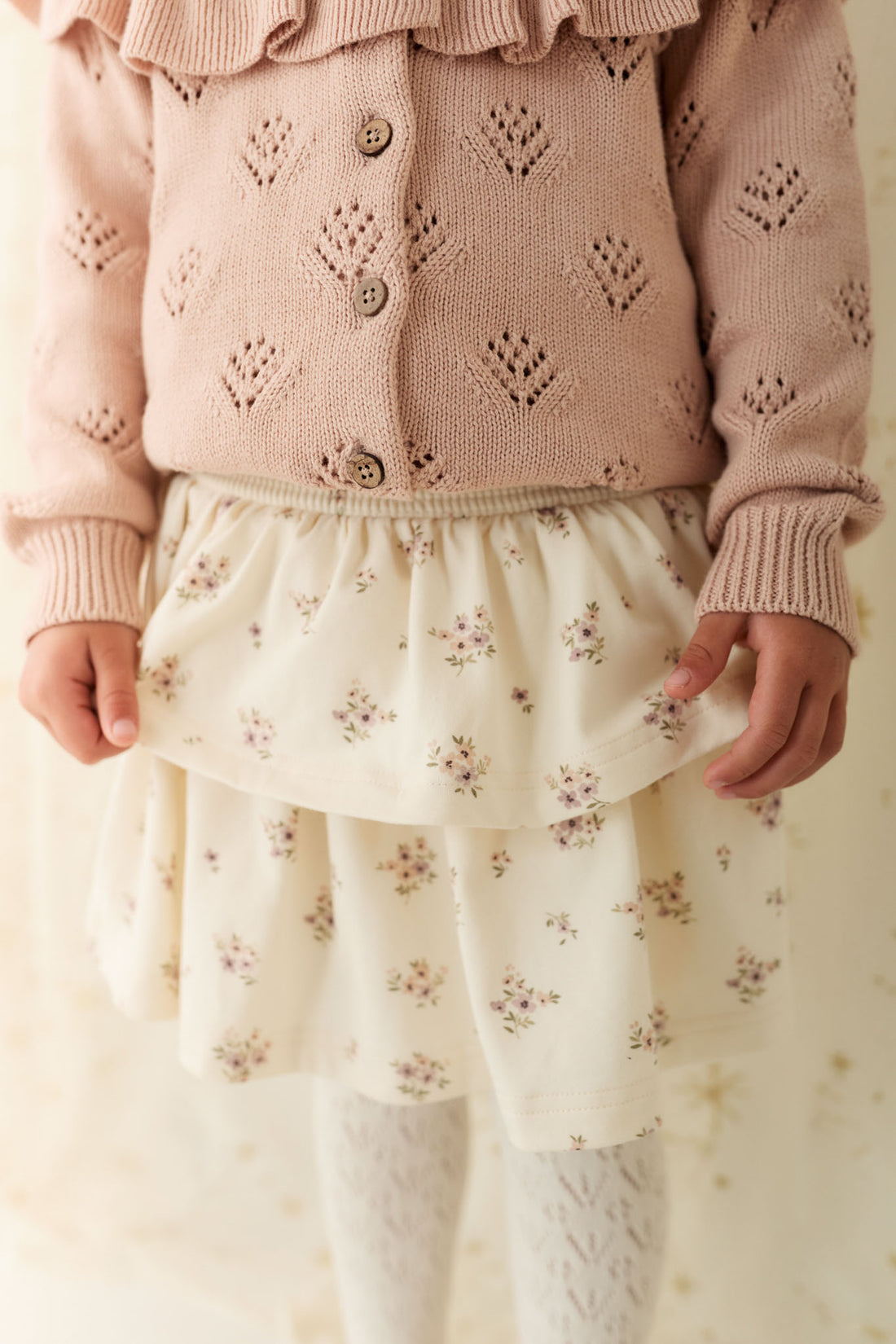 Organic Cotton Ruby Skirt - Goldie Bouquet Egret Childrens Skirt from Jamie Kay NZ