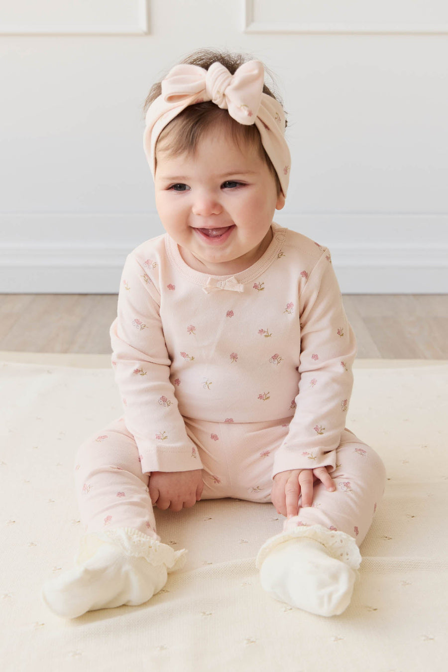 Organic Cotton Long Sleeve Bodysuit - Meredith Morganite Childrens Bodysuit from Jamie Kay NZ