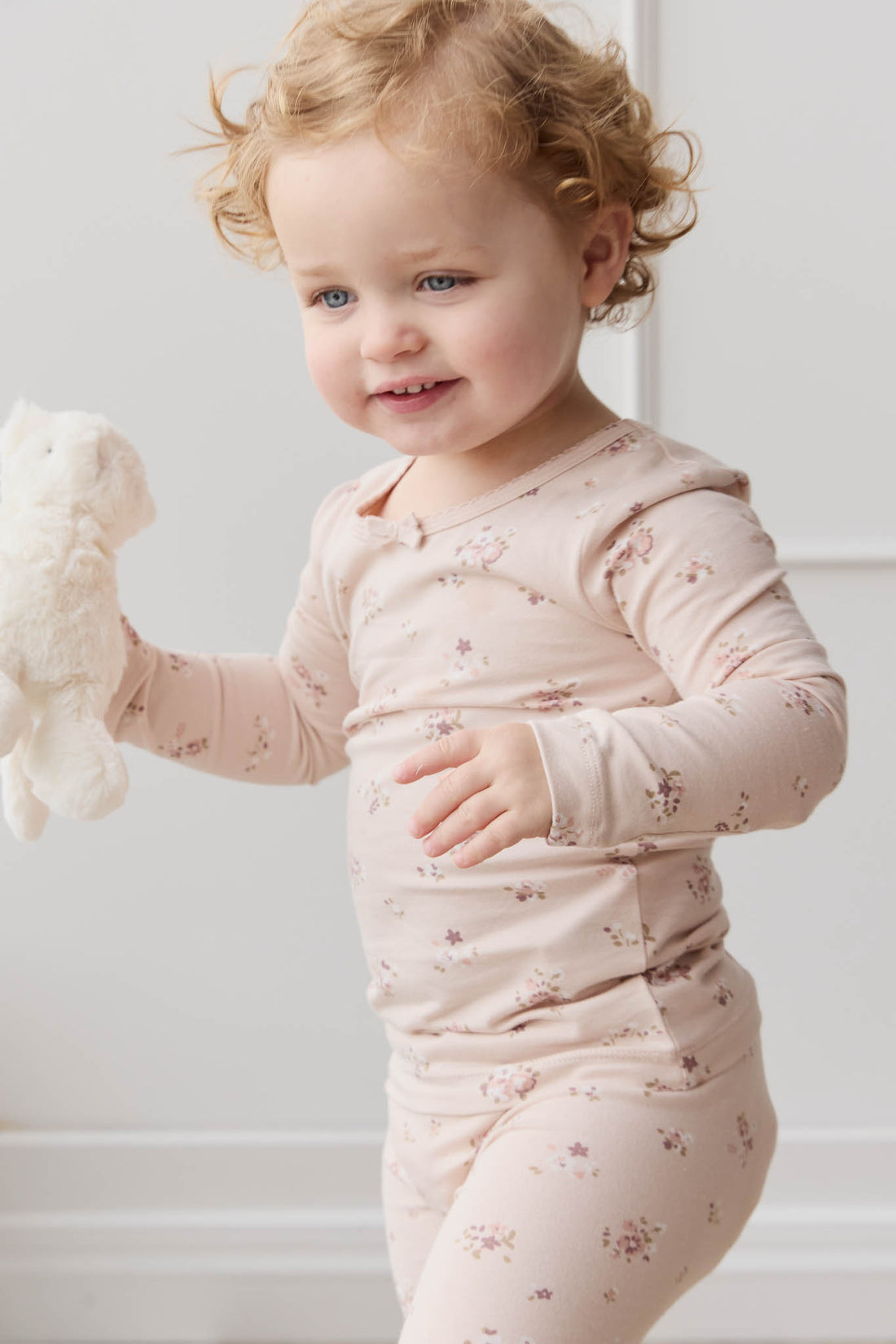 Organic Cotton Long Sleeve Top - Petite Fleur Soft Peony Childrens Top from Jamie Kay NZ