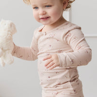 Organic Cotton Long Sleeve Top - Petite Fleur Soft Peony Childrens Top from Jamie Kay NZ