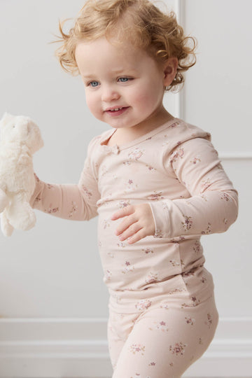 Organic Cotton Long Sleeve Top - Petite Fleur Soft Peony Childrens Top from Jamie Kay NZ