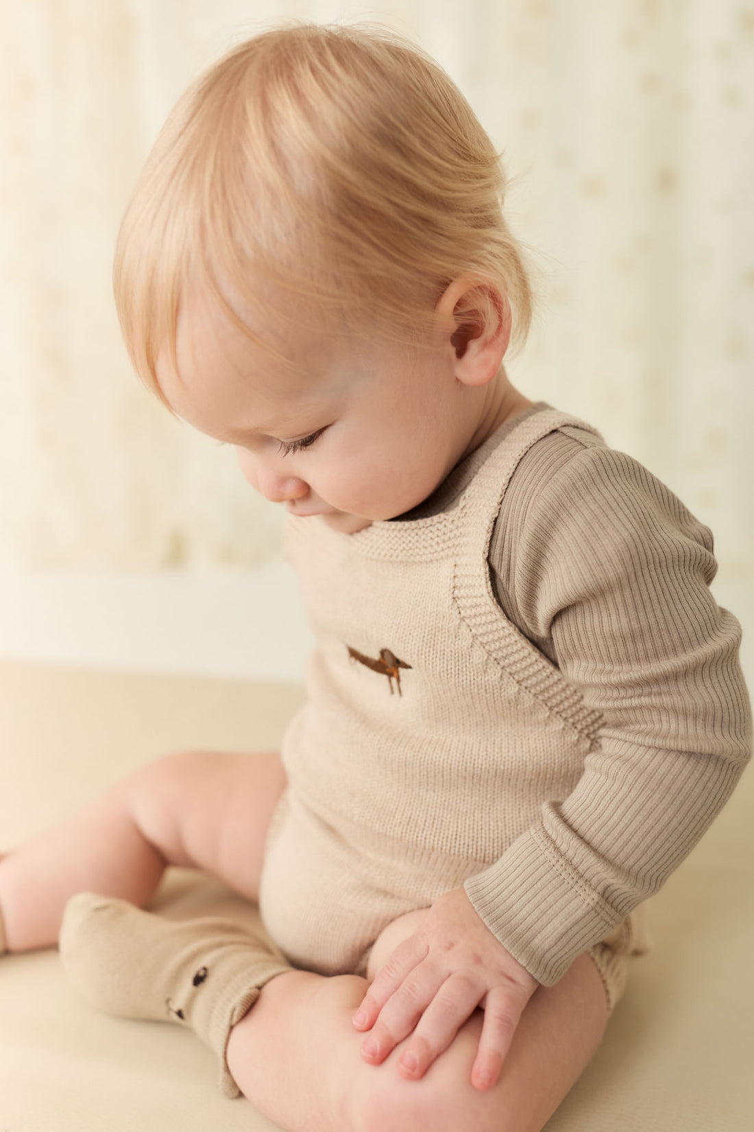 Ethan Playsuit - Oatmeal Marle Cosy Basil Childrens Playsuit from Jamie Kay NZ