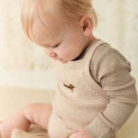 Ethan Playsuit - Oatmeal Marle Cosy Basil Childrens Playsuit from Jamie Kay NZ