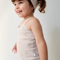 Organic Cotton Fine Rib Singlet - Petite Fleur Violet Childrens Singlet from Jamie Kay NZ