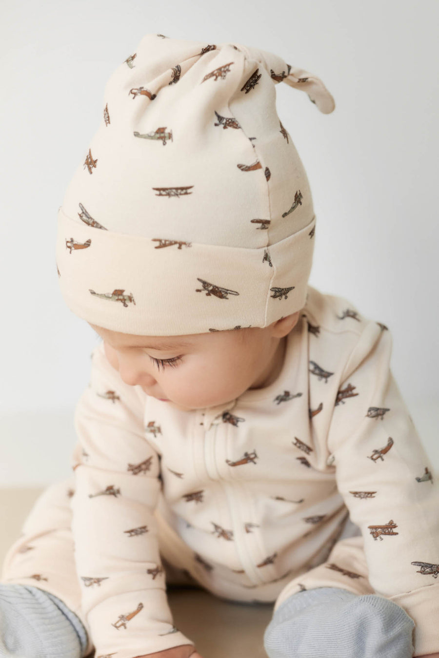 Organic Cotton Knot Beanie - Avion Shell Childrens Hat from Jamie Kay NZ