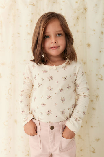 Organic Cotton Long Sleeve Top - Goldie Bouquet Egret Childrens Top from Jamie Kay NZ