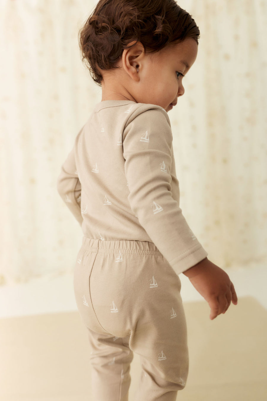 Organic Cotton Fernley Bodysuit - Set Sail Vintage Taupe Childrens Bodysuit from Jamie Kay NZ