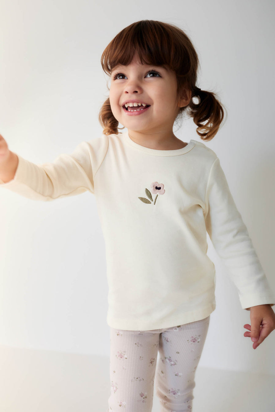 Pima Cotton Long Sleeve Top - Parchment Petite Goldie Childrens Top from Jamie Kay NZ