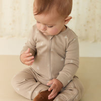 Organic Cotton Reese Zip Onepiece - Set Sail Vintage Taupe Childrens Onepiece from Jamie Kay NZ