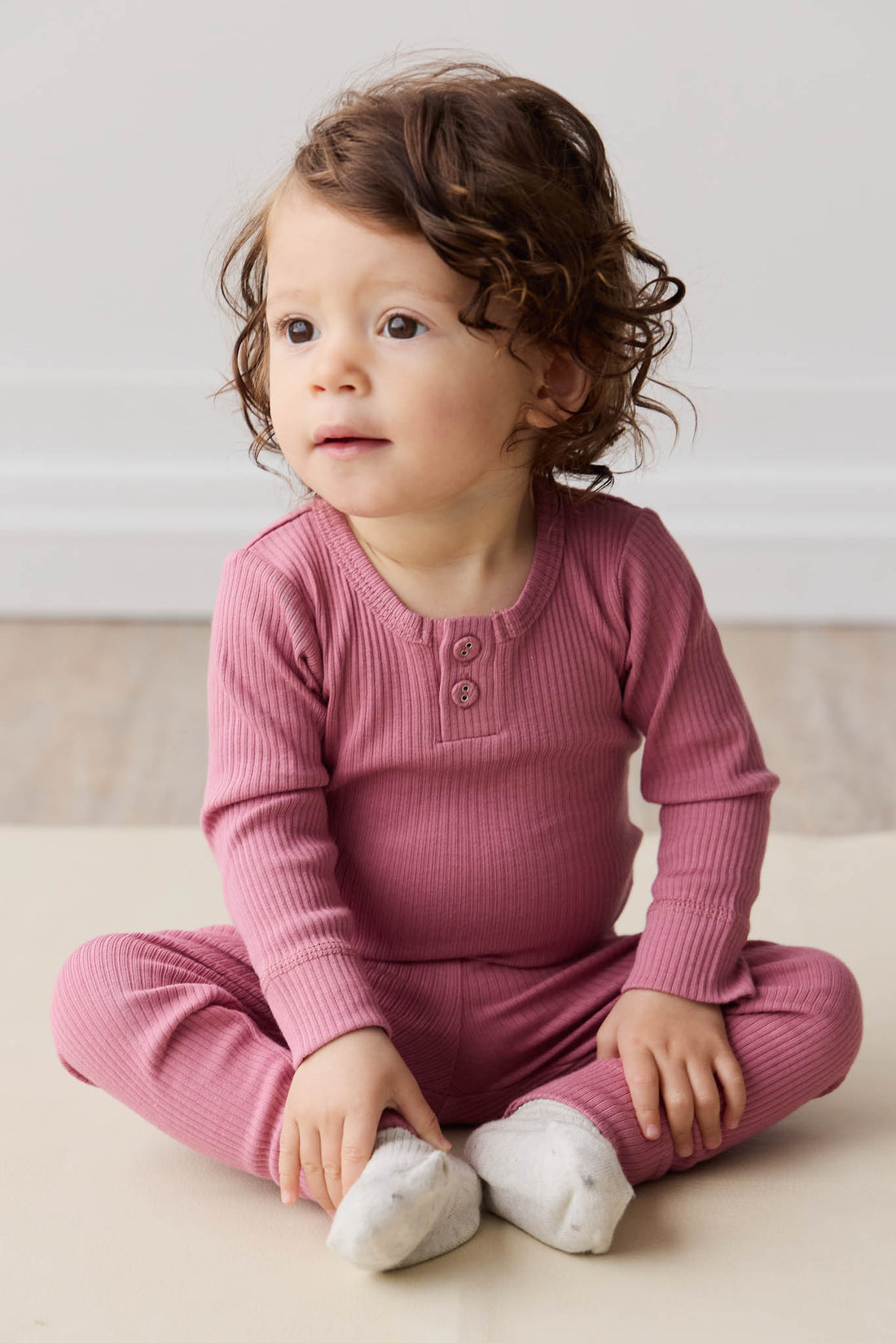 Organic Cotton Modal Long Sleeve Bodysuit - Rosette Childrens Bodysuit from Jamie Kay NZ