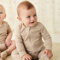 Organic Cotton Reese Zip Onepiece - Set Sail Vintage Taupe Childrens Onepiece from Jamie Kay NZ