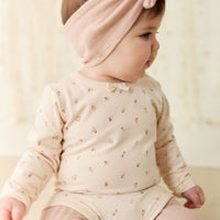 Organic Cotton Long Sleeve Bodysuit - Ditsy Berry Rose Childrens Bodysuit from Jamie Kay NZ