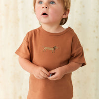 Pima Cotton Eddie T-Shirt - Spiced Cosy Basil Childrens Top from Jamie Kay NZ