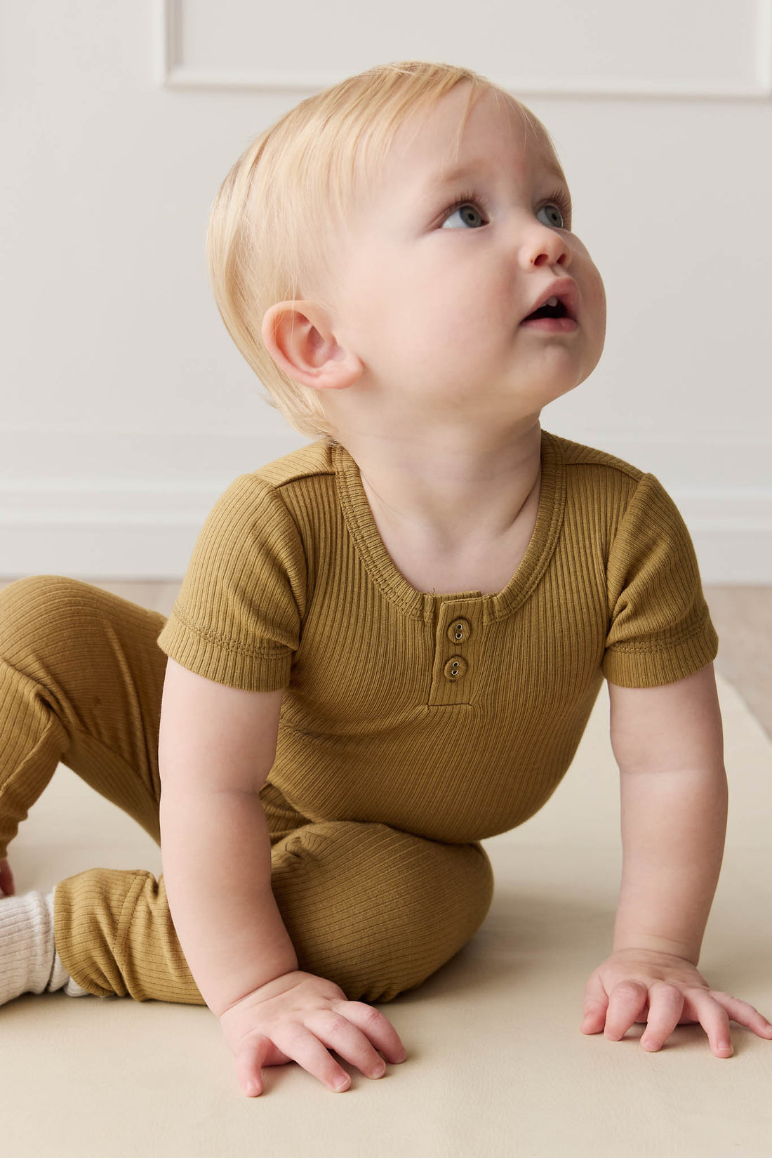 Organic Cotton Modal Darcy Rib Tee Bodysuit - Buffalo Childrens Bodysuit from Jamie Kay NZ