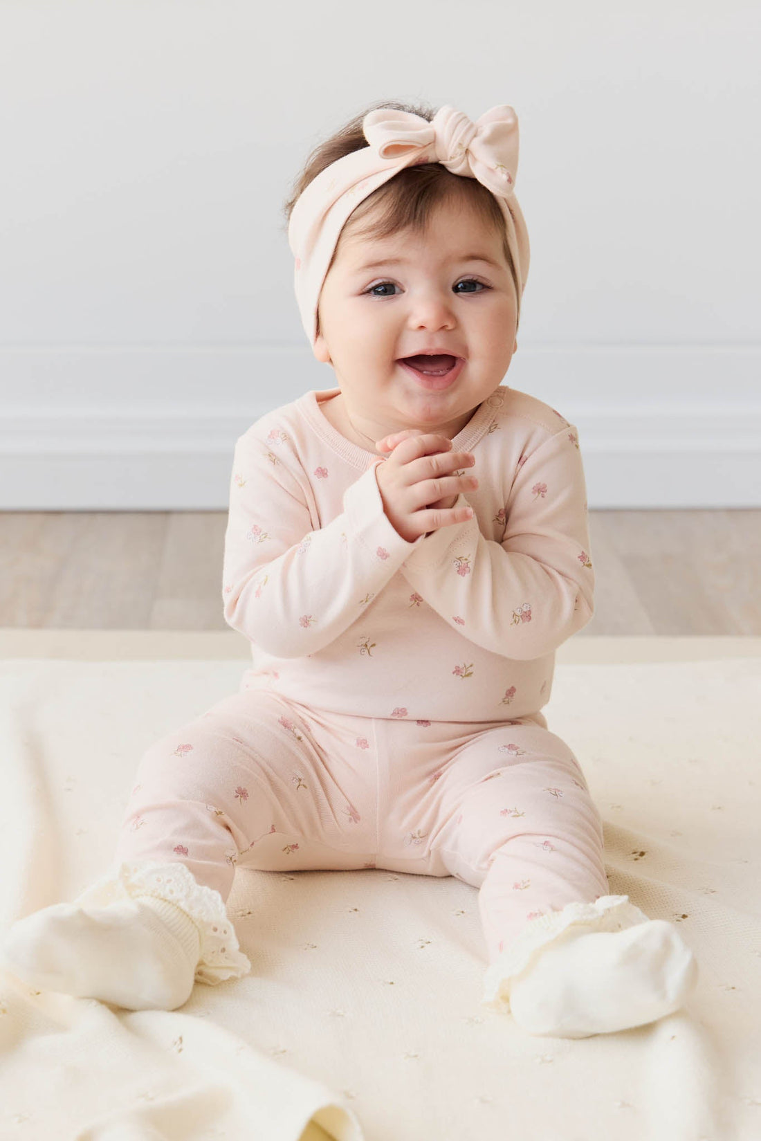 Organic Cotton Long Sleeve Bodysuit - Meredith Morganite Childrens Bodysuit from Jamie Kay NZ