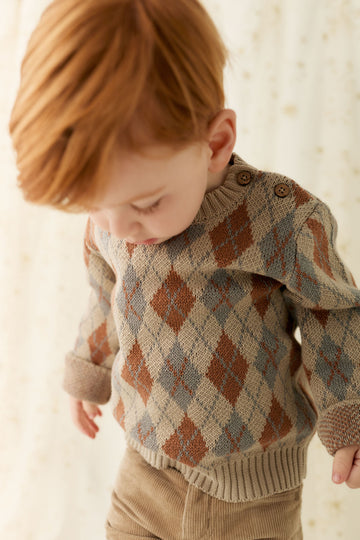 Enzo Jumper - Enzo Jacquard Vintage Taupe Childrens Jumper from Jamie Kay NZ