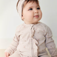 Organic Cotton Fine Rib Melanie Onepiece - Petite Fleur Violet Childrens Onepiece from Jamie Kay NZ