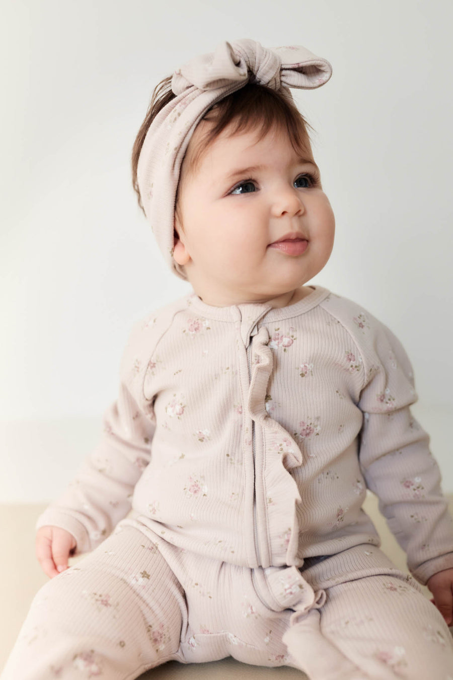 Organic Cotton Fine Rib Melanie Onepiece - Petite Fleur Violet Childrens Onepiece from Jamie Kay NZ