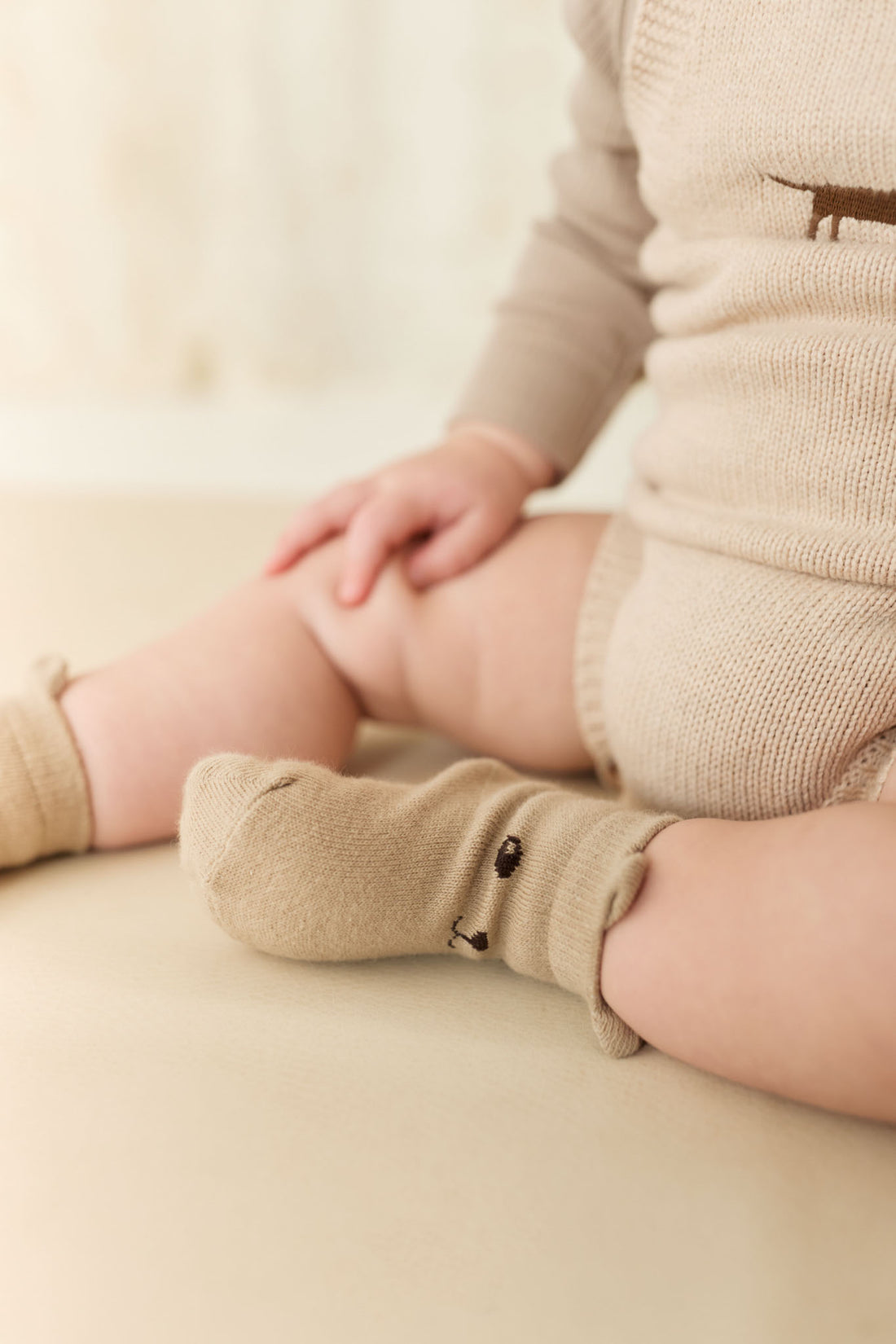 George Bear Ankle Sock - Vintage Taupe Childrens Sock from Jamie Kay NZ