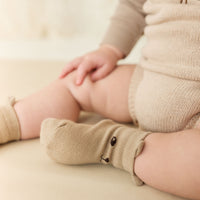 George Bear Ankle Sock - Vintage Taupe Childrens Sock from Jamie Kay NZ