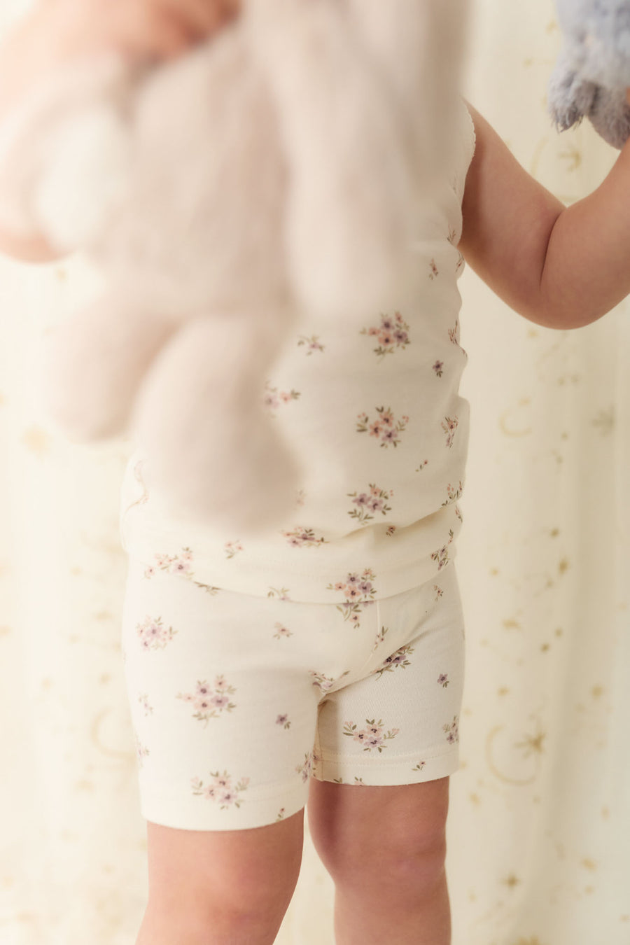 Organic Cotton Everyday Bike Short - Goldie Bouquet Egret Childrens Short from Jamie Kay NZ