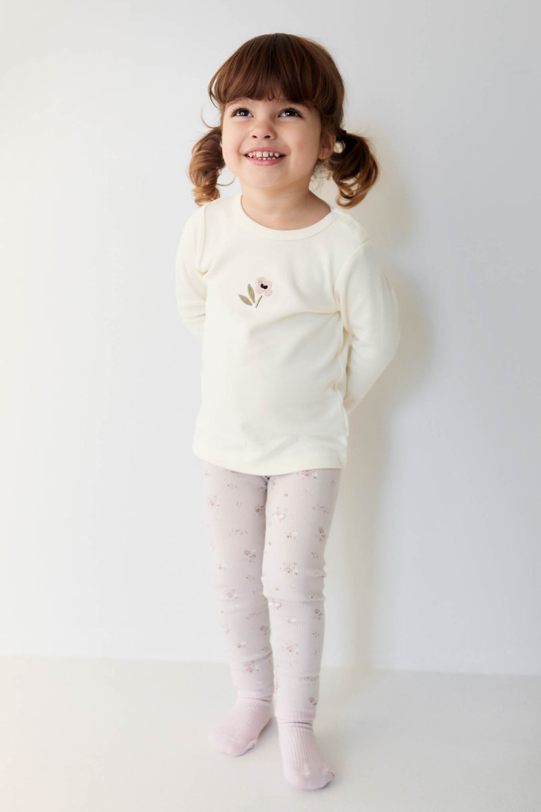 Organic Cotton Fine Rib Everyday Legging - Petite Fleur Violet Childrens Legging from Jamie Kay NZ