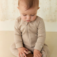 Organic Cotton Reese Zip Onepiece - Set Sail Vintage Taupe Childrens Onepiece from Jamie Kay NZ