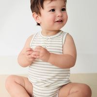 Pima Cotton Noah Playsuit - Milford Sound/Cloud Stripe Childrens Playsuit from Jamie Kay NZ