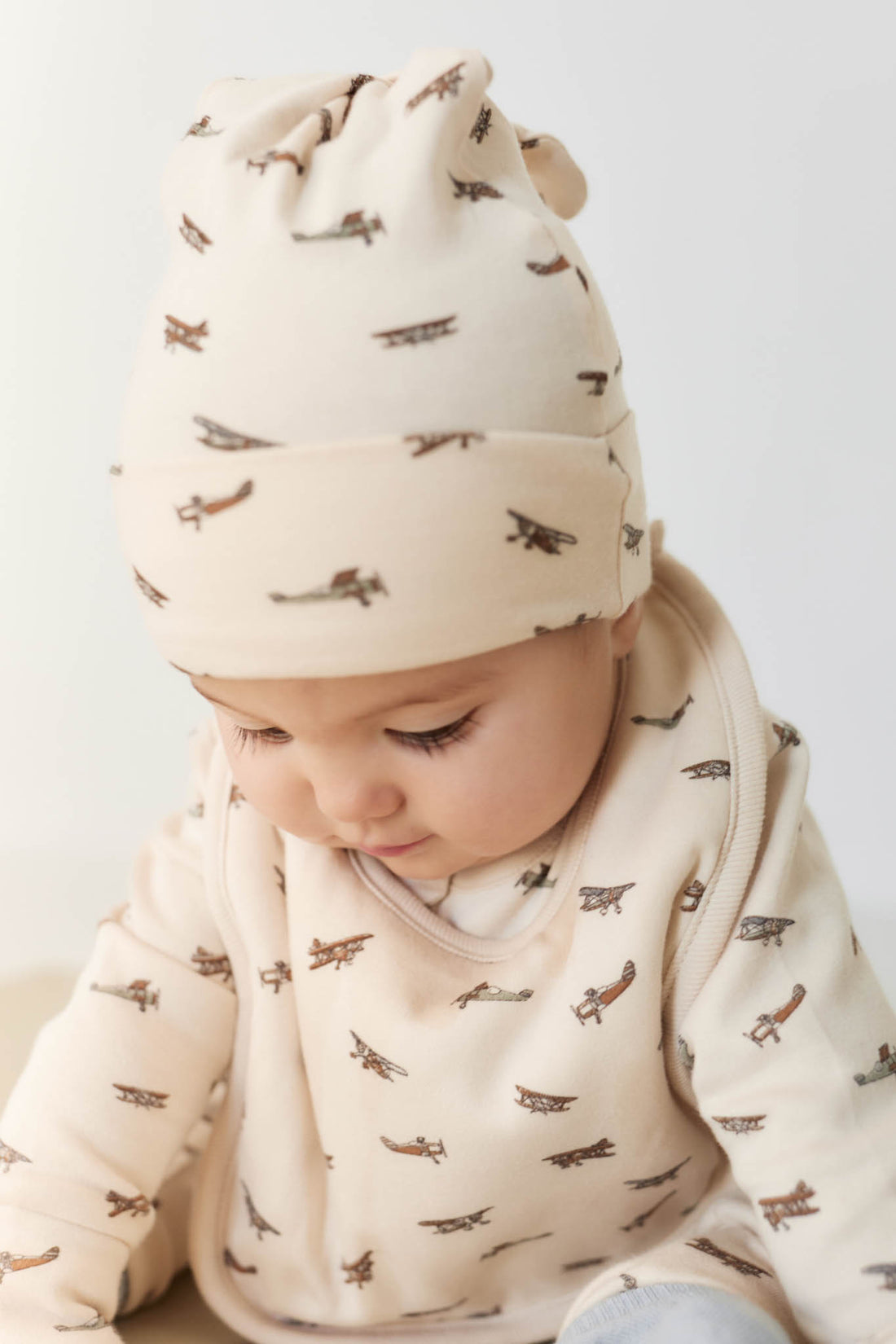 Organic Cotton Knot Beanie - Avion Shell Childrens Hat from Jamie Kay NZ