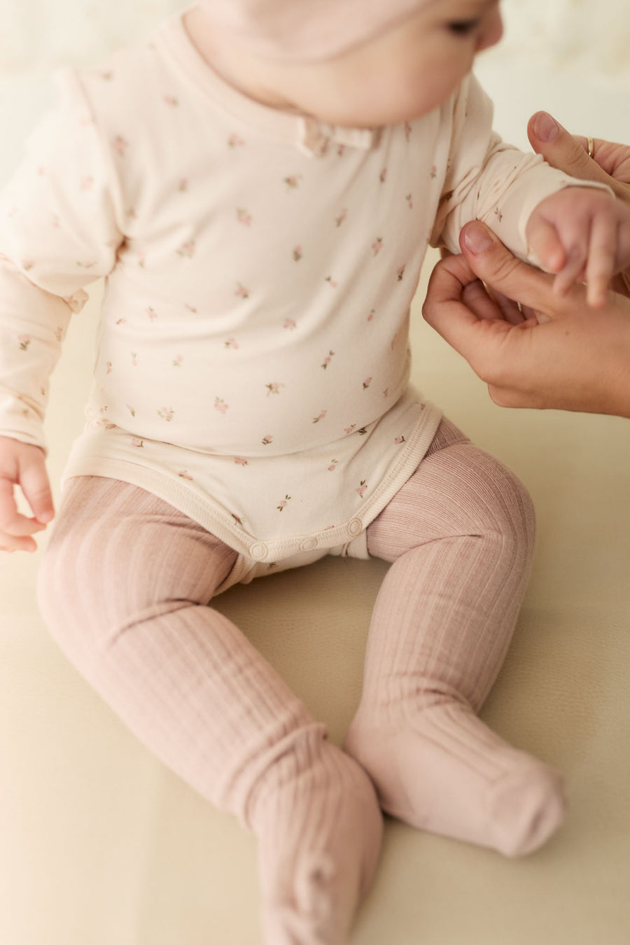 Ribbed Tight - Dusky Rose Childrens Tights from Jamie Kay NZ