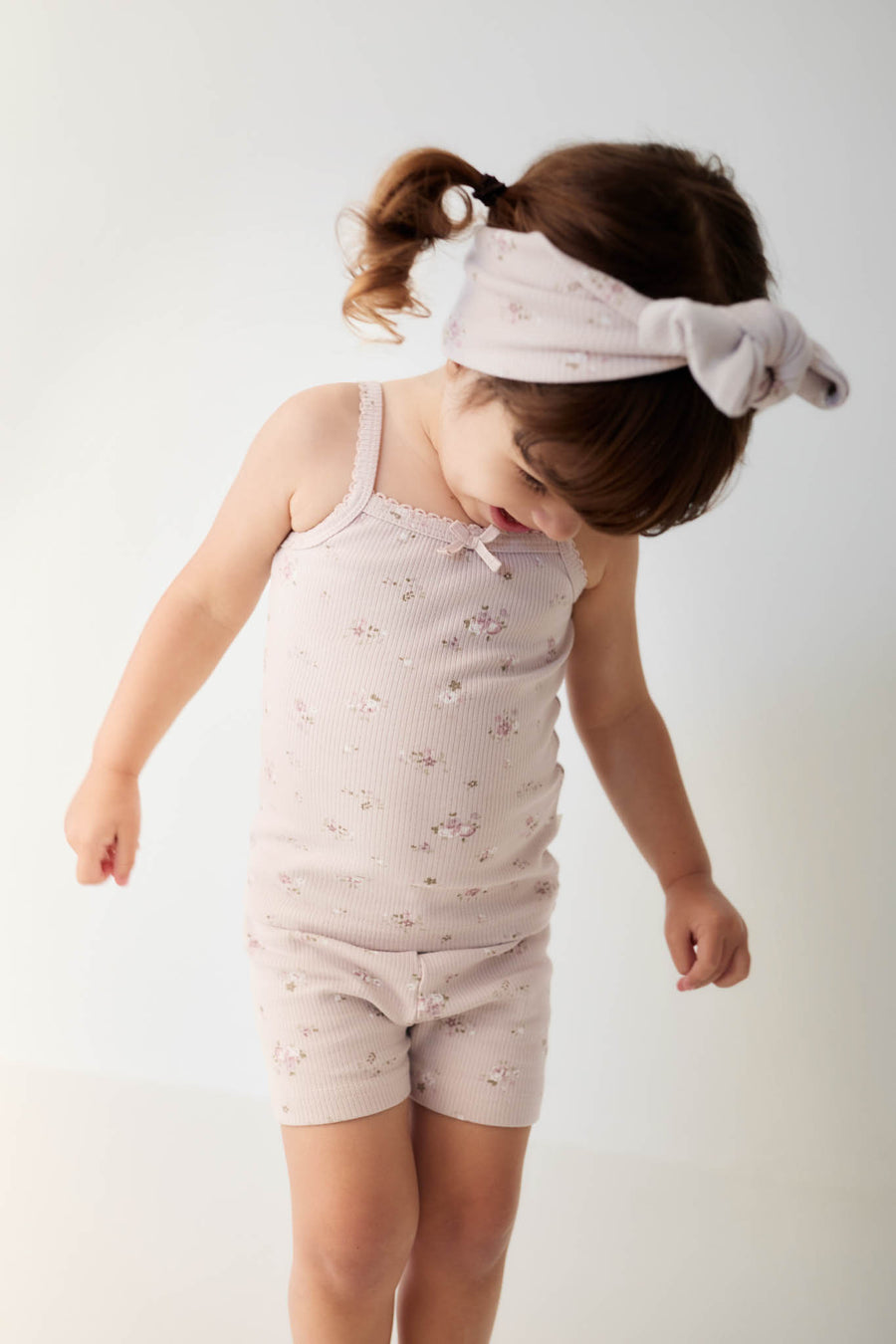 Organic Cotton Fine Rib Headband - Petite Fleur Violet Childrens Headband from Jamie Kay NZ