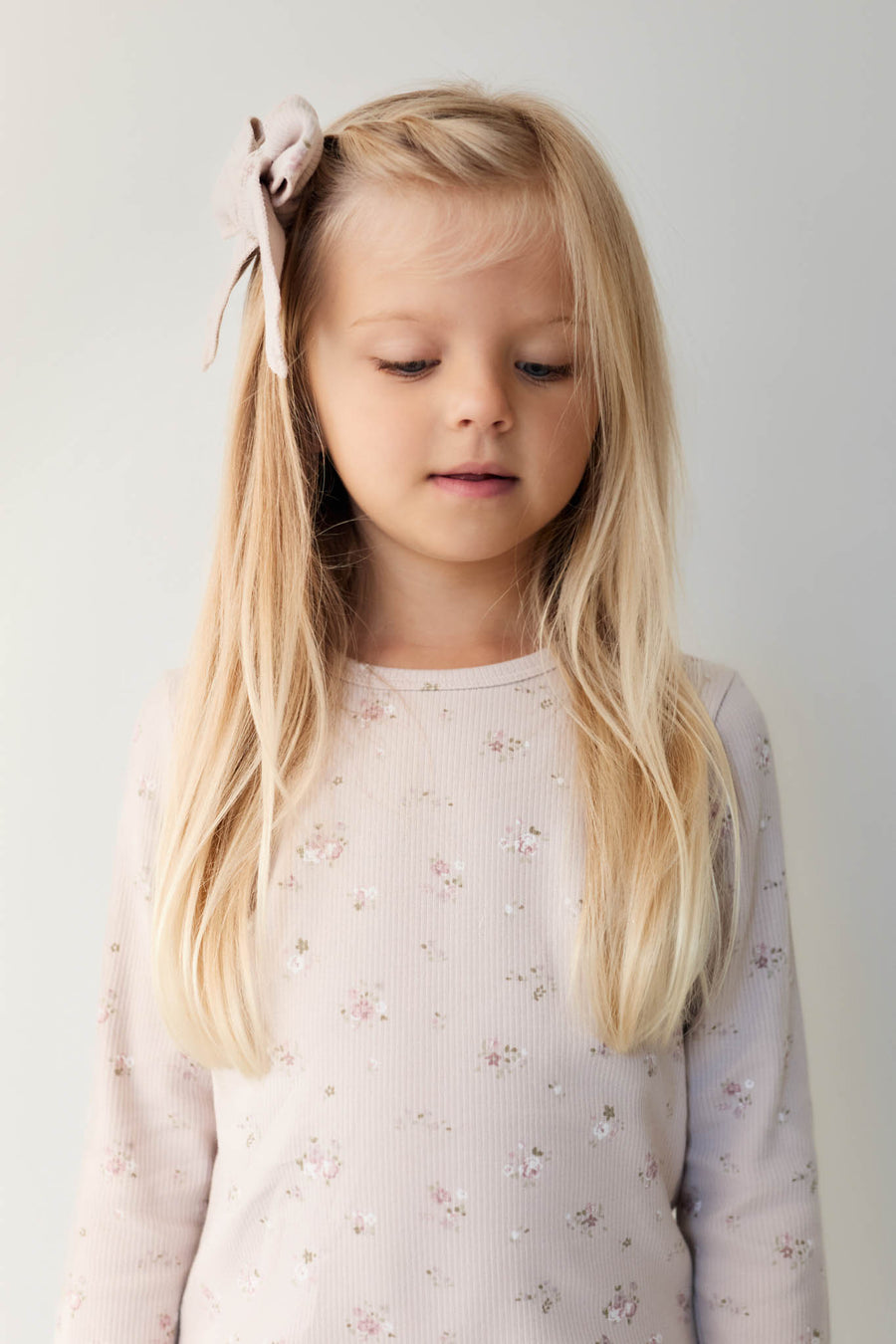 Organic Cotton Fine Rib Long Sleeve Top - Petite Fleur Violet Childrens Top from Jamie Kay NZ