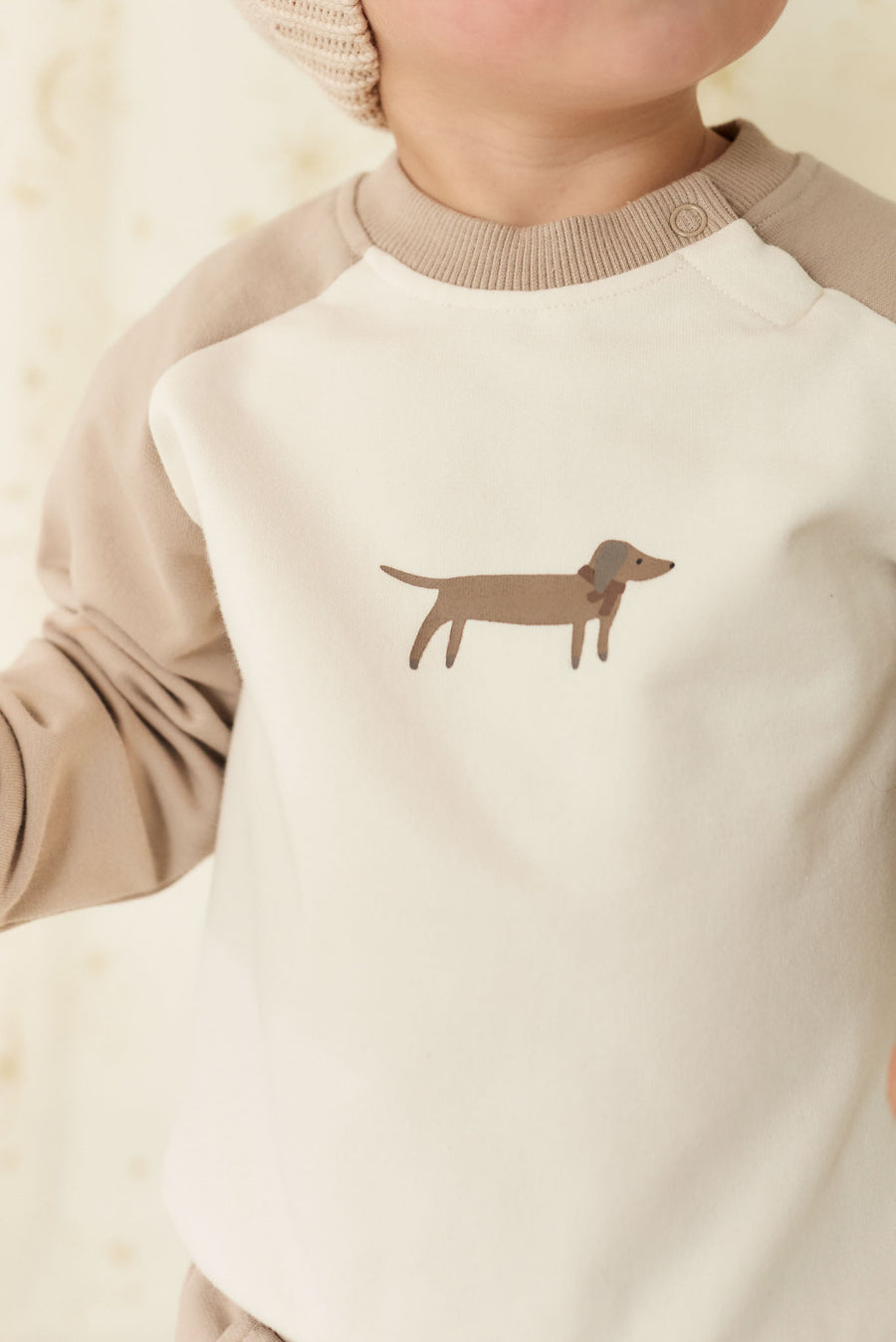 Organic Cotton Tao Sweatshirt - Vintage Taupe Cosy Basil Childrens Sweatshirt from Jamie Kay NZ