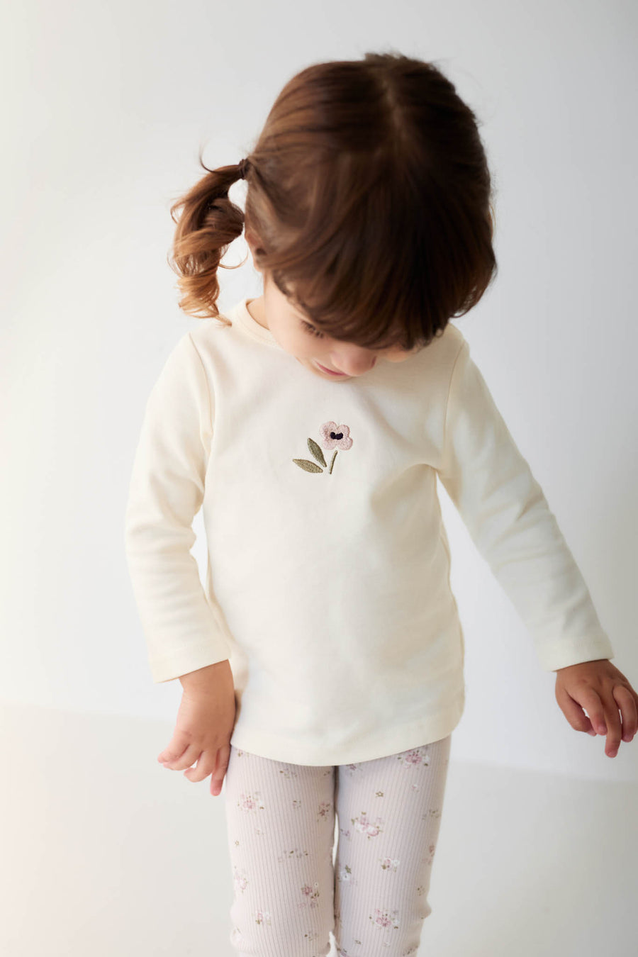 Pima Cotton Long Sleeve Top - Parchment Petite Goldie Childrens Top from Jamie Kay NZ