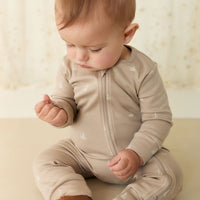 Organic Cotton Reese Zip Onepiece - Set Sail Vintage Taupe Childrens Onepiece from Jamie Kay NZ