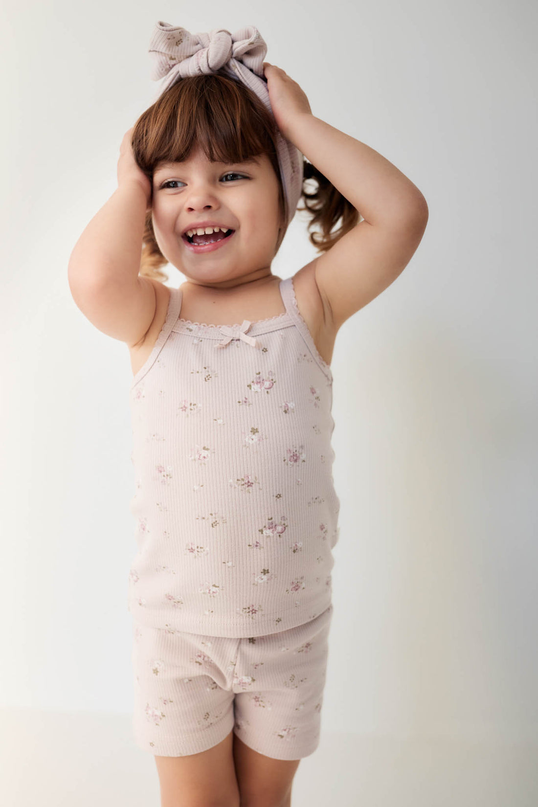 Organic Cotton Fine Rib Singlet - Petite Fleur Violet Childrens Singlet from Jamie Kay NZ