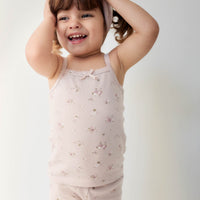 Organic Cotton Fine Rib Singlet - Petite Fleur Violet Childrens Singlet from Jamie Kay NZ