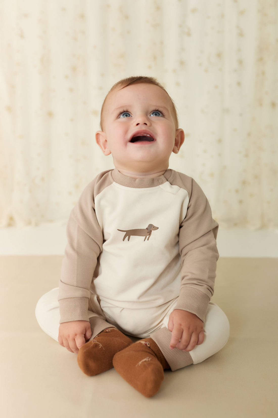 Organic Cotton Tao Sweatshirt Onepiece - Vintage Taupe Cosy Basil Childrens Onepiece from Jamie Kay NZ