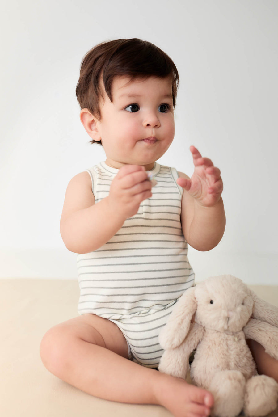 Pima Cotton Noah Playsuit - Milford Sound/Cloud Stripe Childrens Playsuit from Jamie Kay NZ