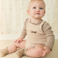 Ethan Playsuit - Oatmeal Marle Cosy Basil Childrens Playsuit from Jamie Kay NZ