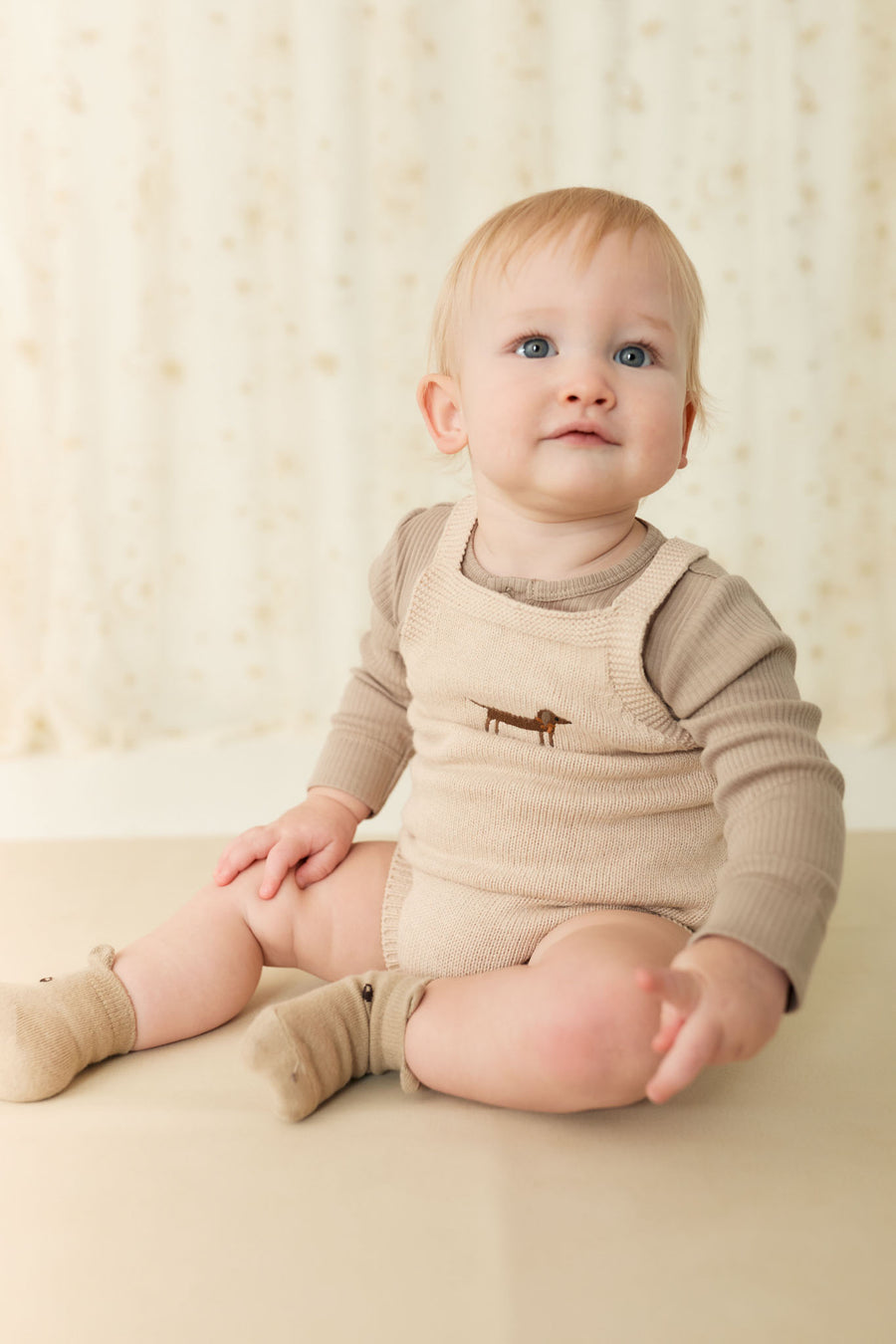 Ethan Playsuit - Oatmeal Marle Cosy Basil Childrens Playsuit from Jamie Kay NZ