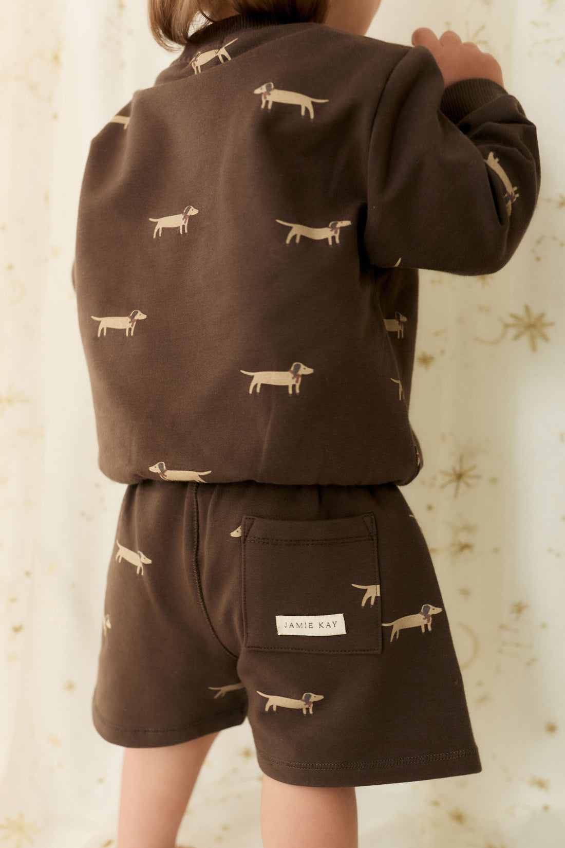 Organic Cotton Jalen Short - Cosy Basil Large Dark Coffee Childrens Short from Jamie Kay NZ