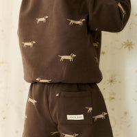 Organic Cotton Jalen Short - Cosy Basil Large Dark Coffee Childrens Short from Jamie Kay NZ