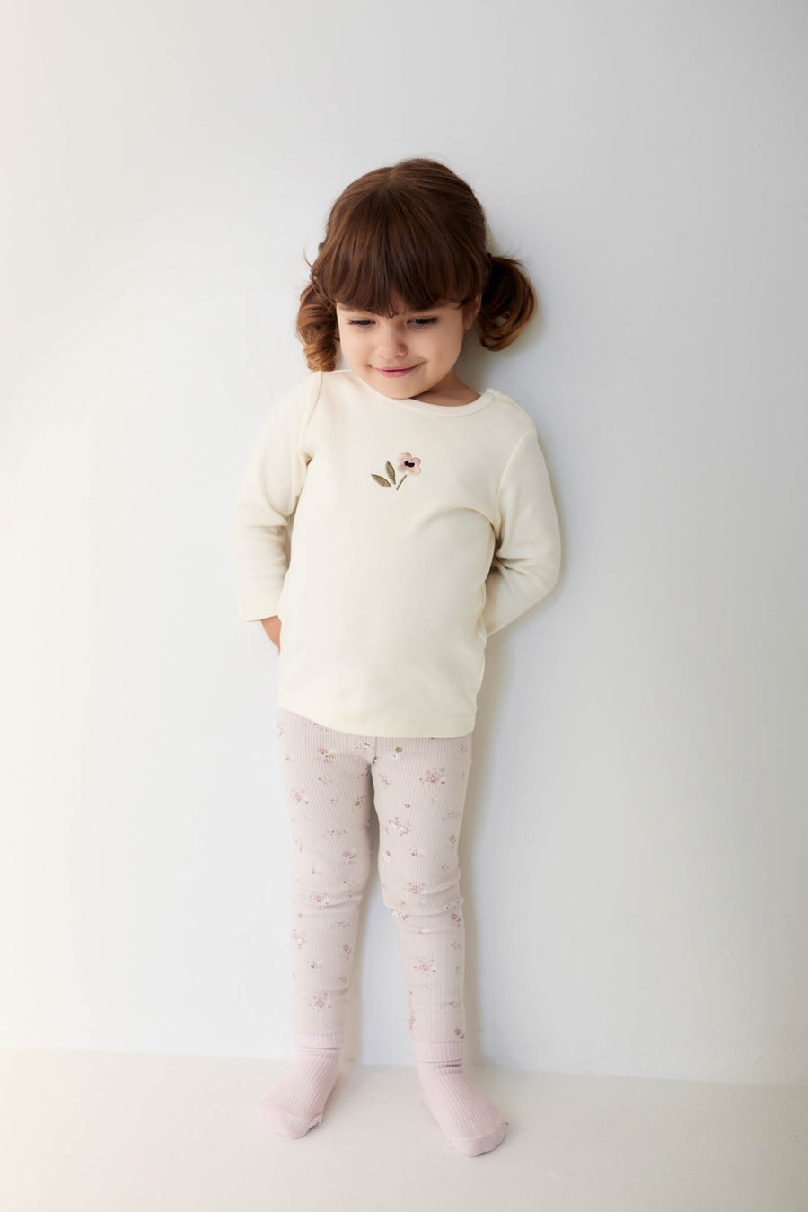 Organic Cotton Fine Rib Everyday Legging - Petite Fleur Violet Childrens Legging from Jamie Kay NZ