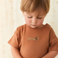 Pima Cotton Eddie T-Shirt - Spiced Cosy Basil Childrens Top from Jamie Kay NZ