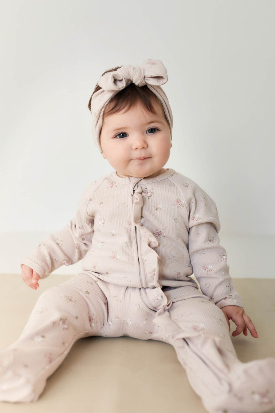 Organic Cotton Fine Rib Melanie Onepiece - Petite Fleur Violet Childrens Onepiece from Jamie Kay NZ