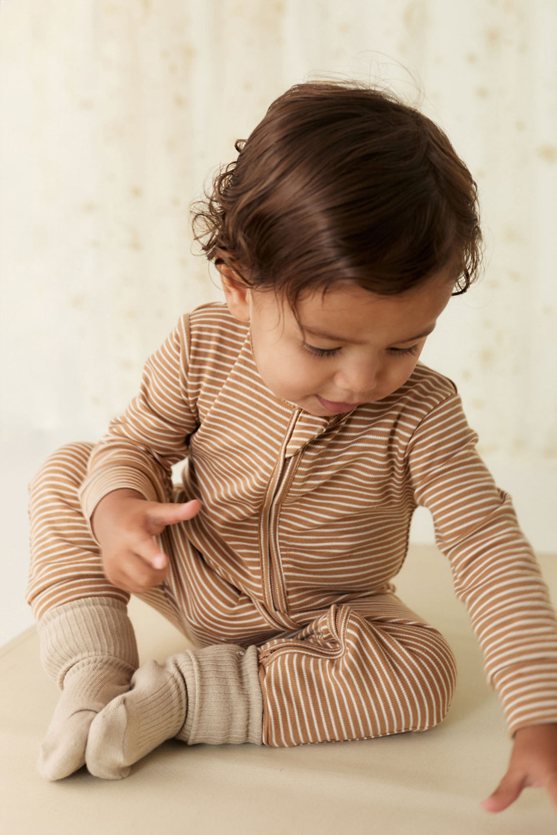 Pima Cotton Frankie Zip Onepiece - Spiced/Cloud Childrens Onepiece from Jamie Kay NZ