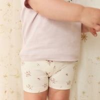 Organic Cotton Everyday Bike Short - Goldie Bouquet Egret Childrens Short from Jamie Kay NZ